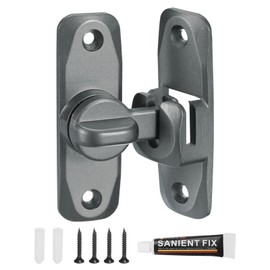 uxcell 90/180 Degree Barn Door Lock, No Drilling Zinc Alloy Flip Gate Sliding Latches, Portable Security Door Lock Latch for Kitchen Cabinet Push/Sliding/Barn Door, Grey