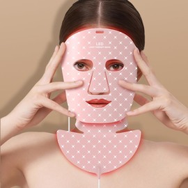 Terapia de luz roja para rostro y cuello, Máscara LED Facial, máscara de luz roja de 7 colores para rostro y cuello, nfrarrojo cercano de 850 nm, 240 LED, dispositivo para el cuidado de la piel