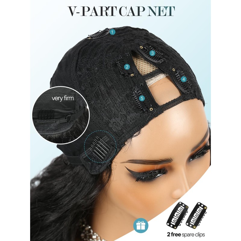 Yaki Curly V Part Wigs Afro Curly Wig with Bouncy