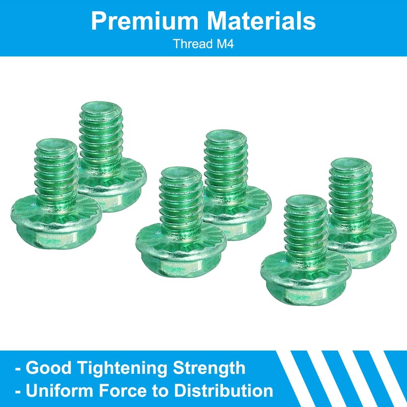 PATIKIL M4 x 6mm Thread Ground Screws, 100 Pack Green