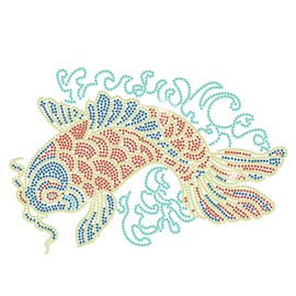 ORIGACH Fish Rhinestone Iron on Hotfix Transfers, Bling Crystal Koi Fish Appliques, Glitter Heat Transfers Clothing Repair Decoration for Clothes, Bag, Jeans, Decor, DIY Crafts