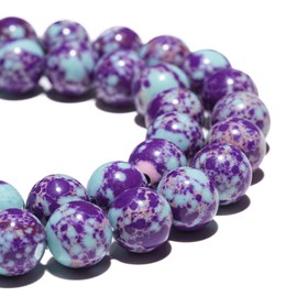 Natural Gemstone Beads 6mm Purple-Blue Sea Sediment Imperial Jasper Beads Polished Round Smooth Stone Beads for Bracelets Jewelry Making 15inch Loose Beads