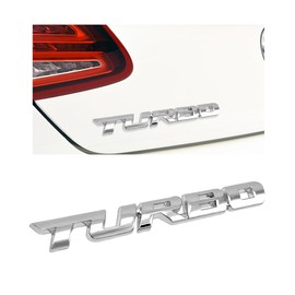 Gasedin Turbo Car Emblem, 3D Metal Emblem Badge Sticker with Turbo Letters, Self-Adhesive Turbo Vehicle Fender Rear Trunk Emblem Decal, Universal Car Accessories for Decor (Silver)