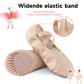OWANVION Zapatillas de Ballet PU Piel, Zapatos de Ballet para Niñas y Mujeres, Calzado Danza, Suave, Elástica, Ideal para Yoga, Gimnasia, Fiestas