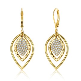 Gold Dangle Drop Earrings for Women Layers Leverback Dangling Earring