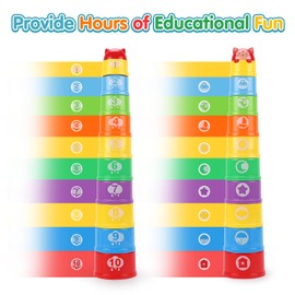 PELOSTA 10PCS Stacking Cups for Toddler 1-3, Nesting Stack Cups Montessori Toys for Baby 6 9 12 18 Months,Newborn Sensory Bath Toys Beach Game for 1 2 3 Year Old Baby Boys Girls Birthday Gift