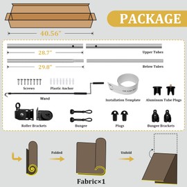 Shade&Beyond Outdoor Roller Shades with Splicing Design, 5' W x 6' H Cordless Patio Roll Up Blinds, Exterior Shade Cloth Roll for Porch, Gazebo, Pergola, Balcony, Mocha