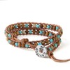 KELITCH Turquoise Beaded Bracelet Hand-Braided Cuff Leather Bracelet Fashion Wrap