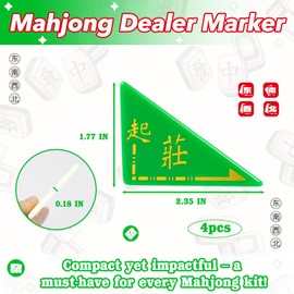 Mtuiewo 4 Pcs Mahjong Dealer Marker Set, Acrylic Wind Indicator & Round Tracker