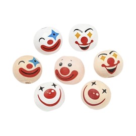 DanLingJewelry 100Pcs Random Clown Face Wood Round Ball Beads Spacer Printed Wooden Beads for DIY Craft Art Jewellery Making