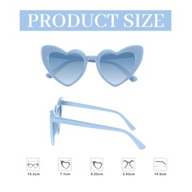 Bouiexye 1 Pack White 7 Pack Dusty Blue Heart Shaped Sunglasses Bachelorette Vintage Heart Glasses for Women Wedding Bridal Party Decorations