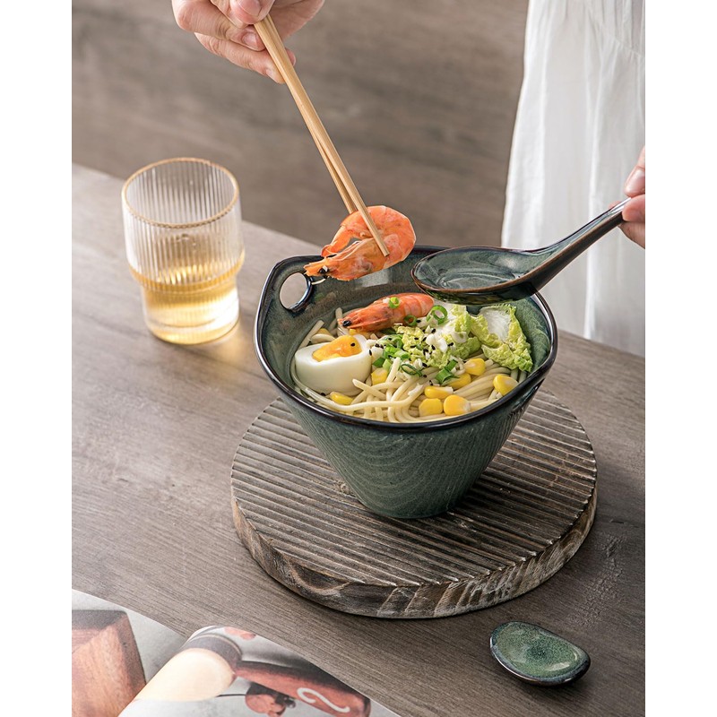 UNICASA Japanese Ramen Bowl Set with Chopsticks, Spoons and Rests,