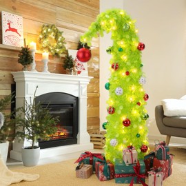 Arrowbash 4ft Christmas Tree with Stand Artificial Lime Green Christmas Tree with 13 Pcs Elf Ball Ornaments Green Xmas for Living Room Tabletop Decor Holiday Indoor Outdoor(Cute Style)