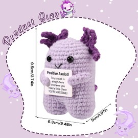 TOYMIS Positive Knitted Axolotl, Standing Axolotl Crochet Emotional Doll Support Animal Toy Plush for Motivational Gift Home Office Car Dashboard Decoration(Purple)
