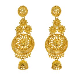 Bodha Traditional Indian Gold Plated Double Layer Chandbali Jhumka Earring for women (SJE_12)