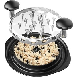 Chicken Shredder Large Chicken Breast Shredder Tool Twist with Brush&Fork, Visible Meat Shredder Machine, Anti-Slip Strip, Ergonomic Handle, BPA Free - Color: Blue
