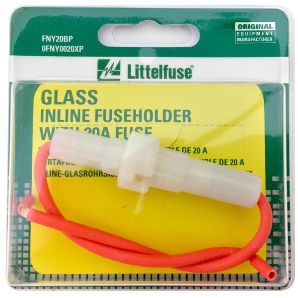 Littelfuse 0FNY0020XP ACS Glass 20 Amp Carded Inline Fuse Holder