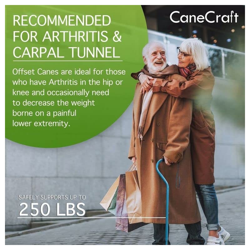Canecraft Offset Handle Walking Cane for Men and Women with