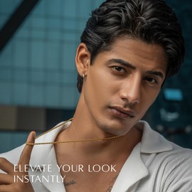 RTZN® Rope Chain for Men – 3mm Mens Chain Necklaces – Premium Diamond-Cut 18K Gold Plated Stainless Steel Gold Rope Chain for Men – NON-TARNISH & 100% Waterproof Mens Jewelry Chains (26" Inches)