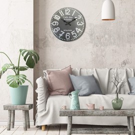 Rebecca Mobili Wall Clock, Wall Clock, Gray, Mdf, Round, Modern Design, For Kitchen Living Room - Measurements: 33.8 x 33.8 x 4 cm (HxWxD) - Art. RE6572