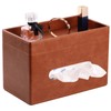 LAMOTI Rectangular Tissue Box Cover with Storage Tray, Leather Facial
