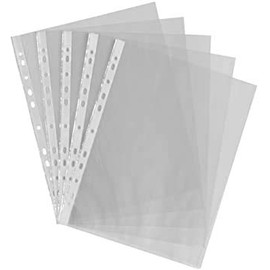 A4 Punched Pockets Folders Document Sleeves- 200 Micron Document Wallets(Pack of 100)