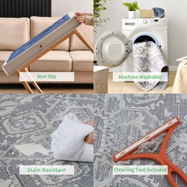 MaxRugrs Stain Resistant Runner Rugs for Hallways 2x10 Ultra Thin Kitchen Rugsand Mats Non Skid Machine Washable Area Rugs Rubber BackingBedroom & Laundry Room