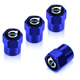 Tire Valve Stem Caps,Wheel Caps Compatible with Volvo XC60 S40 S60 S90 XC40 XC70 XC90 V40 V60 V90 S80L Series All Models, Metal Air Valve Cover Car Accessory,Not Made by Volvo,4 Pcs(Blue)