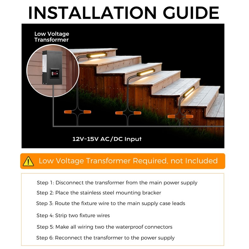 CLOUDY BAY [6 Pack] 12 Inch 12V-15 VAC/DC Low Voltage