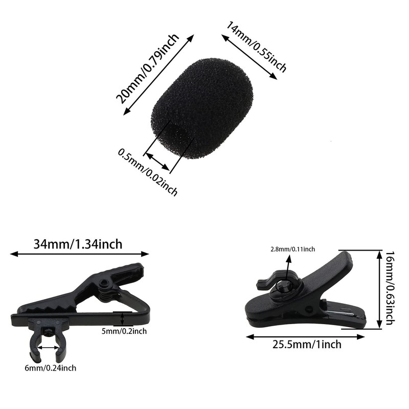 Lapel Mic Clips Sponge Cover Kit E-outstanding 6 Sets Lavalier
