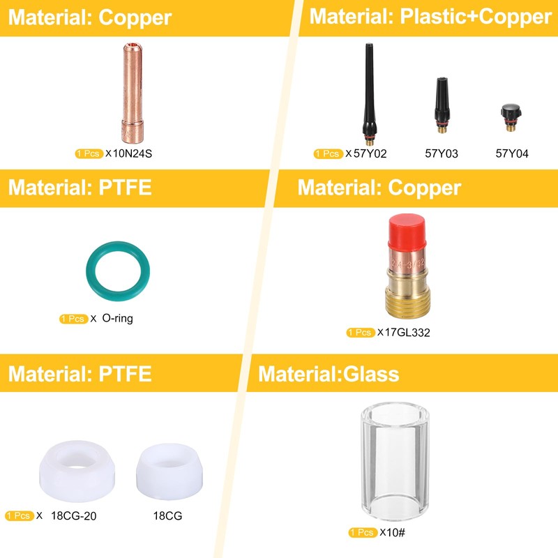 sourcing map 29pcs Tig Torch Kit for WP-17, WP-18, WP-26