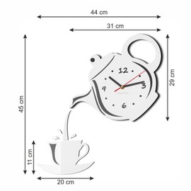 FLEXISTYLE Modern kitchen wall clock JUG & CUP white