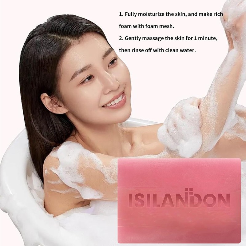 ISILANDON Jabón De Baño Natural Con Aroma A Rosas, Infusionado
