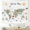 Imirell World Map Kids Tapestry 78Wx59H Inches Cartoon Animal Educational