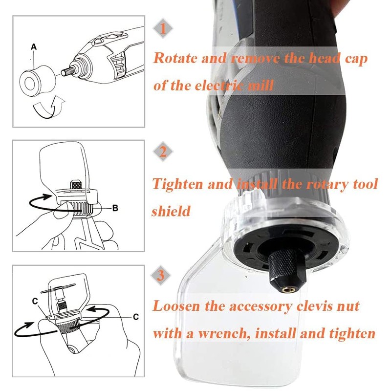Bestgle 4 pcs Rotary Tool Shield Attachment, Safety Protective Cover