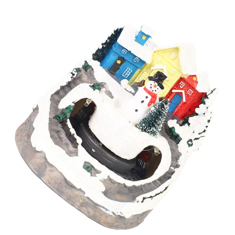 Xmas Music Box Resin Rotating Light Up Train Musical Box
