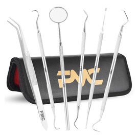 Generic 6 Pcs Dental Professional Picks for Teeth Cleaning Kit Plaque Remover for Teeth, Hygiene Set, Dental Mirror, Scraper Oral Care Kit To Remove Tartar, Silver