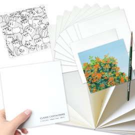 5.9x5.9 Inch Oil and Acrylic Paper Pad,30 Sheets 180GSM(110lb) Tearable Bleed Proof Canvas Like Textured Drawing Papers Perfect for Acrylic,Oil Painting,White