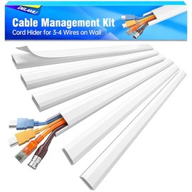 Delamu 6 Piezas Canaletas para Cables Pared, Canaletas para 3-4 Cables en Pared, Gran Solución de Gestión de Cable, Fáciles de Instalar, Cubierta para