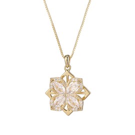 HSAJS Gold Women's Clover Necklace Cubic Zirconia Pendant Necklace Flower Stainless Steel Jewellery Gift for Women Girlfriend Valentine's Day Birthday, Stainless Steel