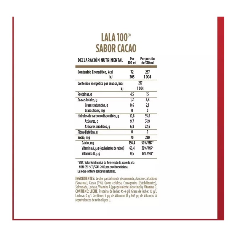 Lala 8 PACK LECHE LALA 100 CACAO + 15g PROTEINA