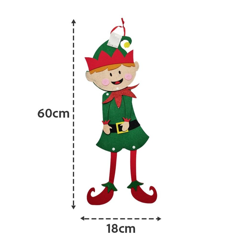 58cm Felt Christmas Elf Hanging Decoration with Movable Head &
