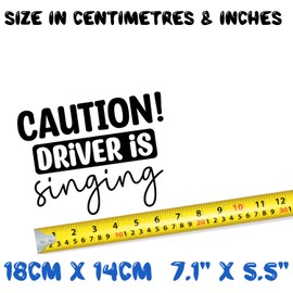 Hatcherabilia Caution Driver is Singing Funny Car Stickers - Van Stickers - Campervan Decals - New Driver Sticker - Bumper Stickers - Funny Car Accessories (Black)