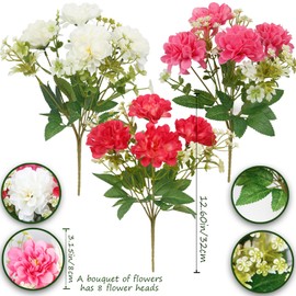 FAICOIA 3 Pcs Artificial Flowers for Outdoors Faux Geraniums Bush UV Resistant Artificial Topiary for Potted Silk Flowers Outdoor for Planters Hanging Basket Window Front Porch Garden Patio Decor