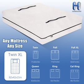 HOMESURE Mattress Bags for Storage & Moving - Heavy Duty, Strong Zipper Closure - Semi-Transparent, Twin XL
