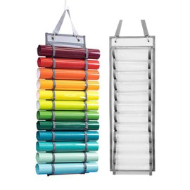 Vinyl Storage Organizer Vinyl Roll Holder with 12 Compartment Craft Vinyl Storage Rack Wall Mount Over The Door Hanging Organizer Storage Hanging Closet, Wall Space Saving Organization for Craft Room