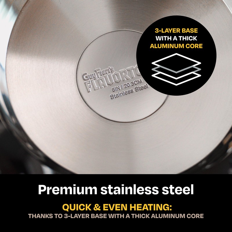 Guy Fieri's Flavortown 3.2-Quart Stainless Steel Sauce Pan with Tempered