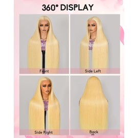 colowam 613 13x6 Lace Front Wig Human Hair 200 Density 613 Lace Front Wig Human Hair Straight 613 HD Lace Frontal Wig 13x6 Blonde Wigs Human Hair Pre Plucked (36Inch 613 Blonde Wigs)