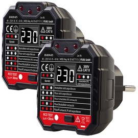 revolt Socket Tester German: Set of 2 Socket Testers, LCD Display, RCD Test, LED Display, 48-250 V (Multifunctional Socket Tester, Socket Detector, Power Strip)