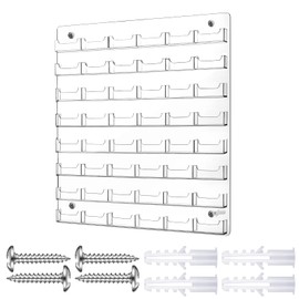 Hillban Acrylic Business Card Holder Wall Mount Clear Sticker Display Rack Multiple Card Holders Clear Acrylic Organizing Sticker Display Stand Pre Drilled(48 Pockets)